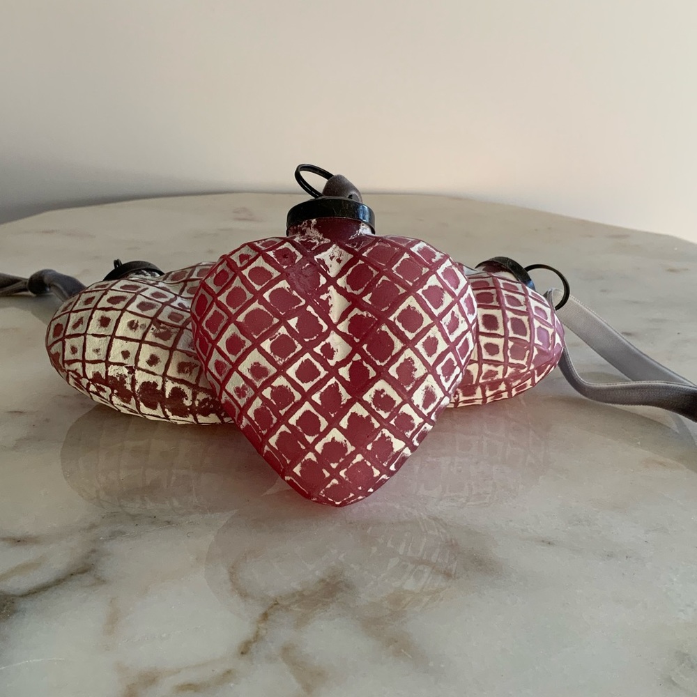 Pink&White Glass Heart Ornament